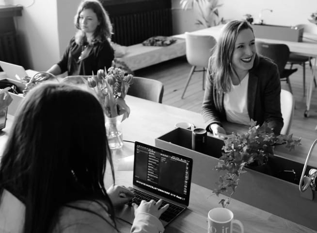 employees using laptops